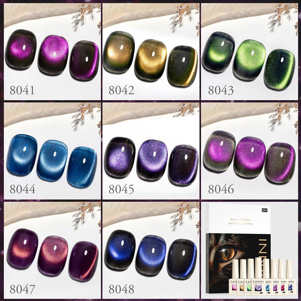 CANNI cat-eye blue 9ml polish offers cool tone shimmer and durable wear