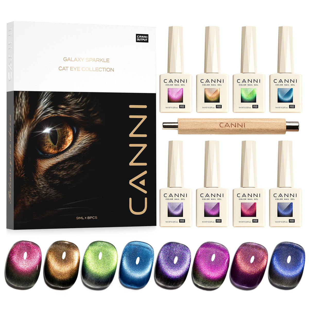 CANNI cat-eye red 9ml polish with magnetic shift for bold, long-wearing nails