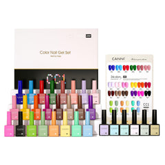 CANNI CC1 gel nail polish set packaging shows colorful 30-piece kit for at-home manicures.