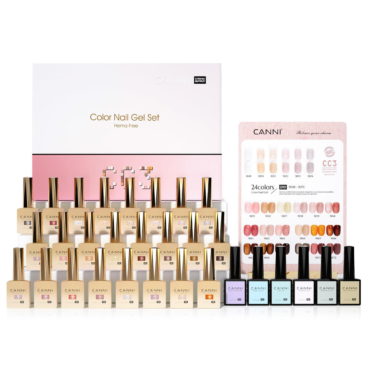 CANNI CC3 jelly gel nail polish set color card showcases accurate shade previews for precise at-home manicures.