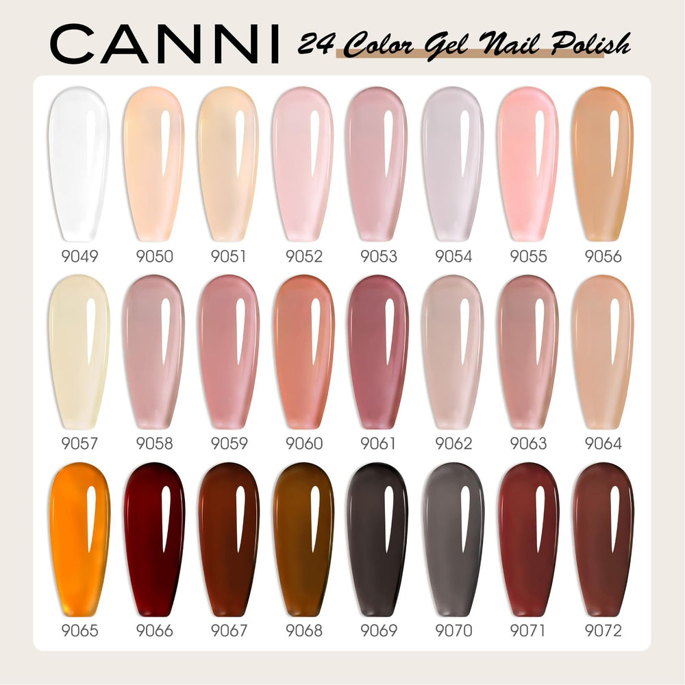 CANNI CC3 jelly gel nail polish set swatches help preview finishes before application, aiding color confidence.