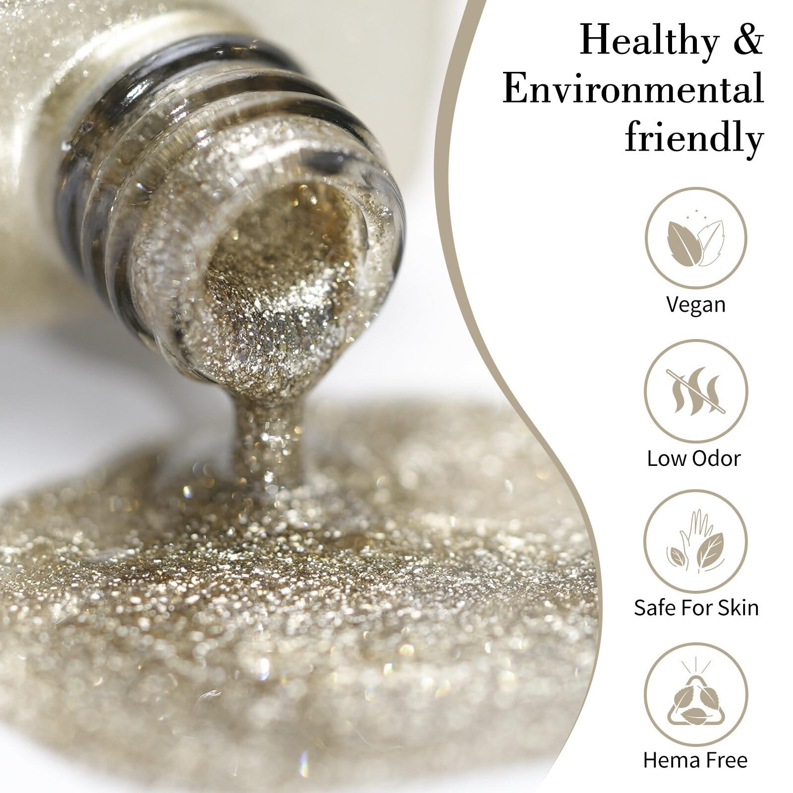 CANNI Champagne Gold Glitter brush demonstrates easy application for beginners.