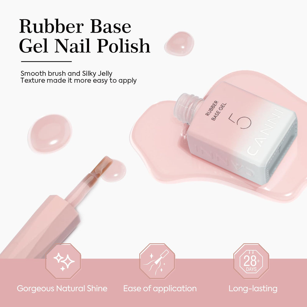 CANNI clear base gel image highlights natural-looking foundation for nails