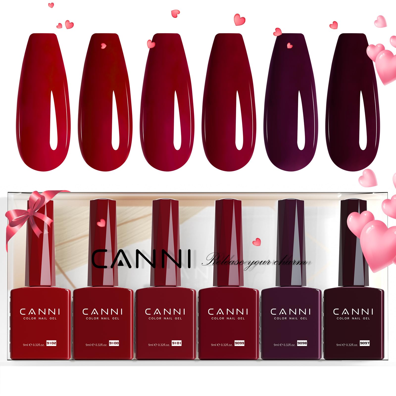 CANNI dark red gel polish bottle shows bold color for a salon-worthy home manicure.