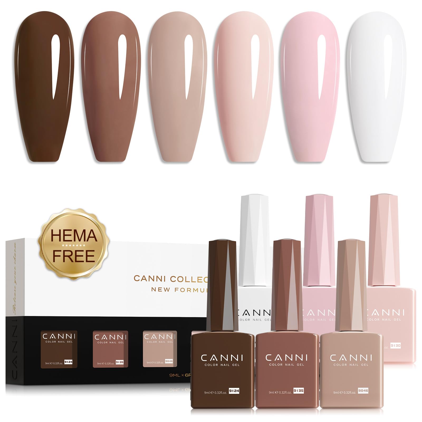 CANNI Gel Nail Kit 6-colors nude pink packaging shows color variety for easy selection.