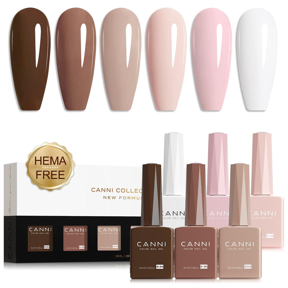 CANNI Gel Nail Kit 6-colors nude pink packaging shows color variety for easy selection.