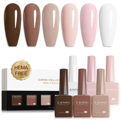 CANNI Gel Nail Kit 6-colors nude pink packaging shows color variety for easy selection.