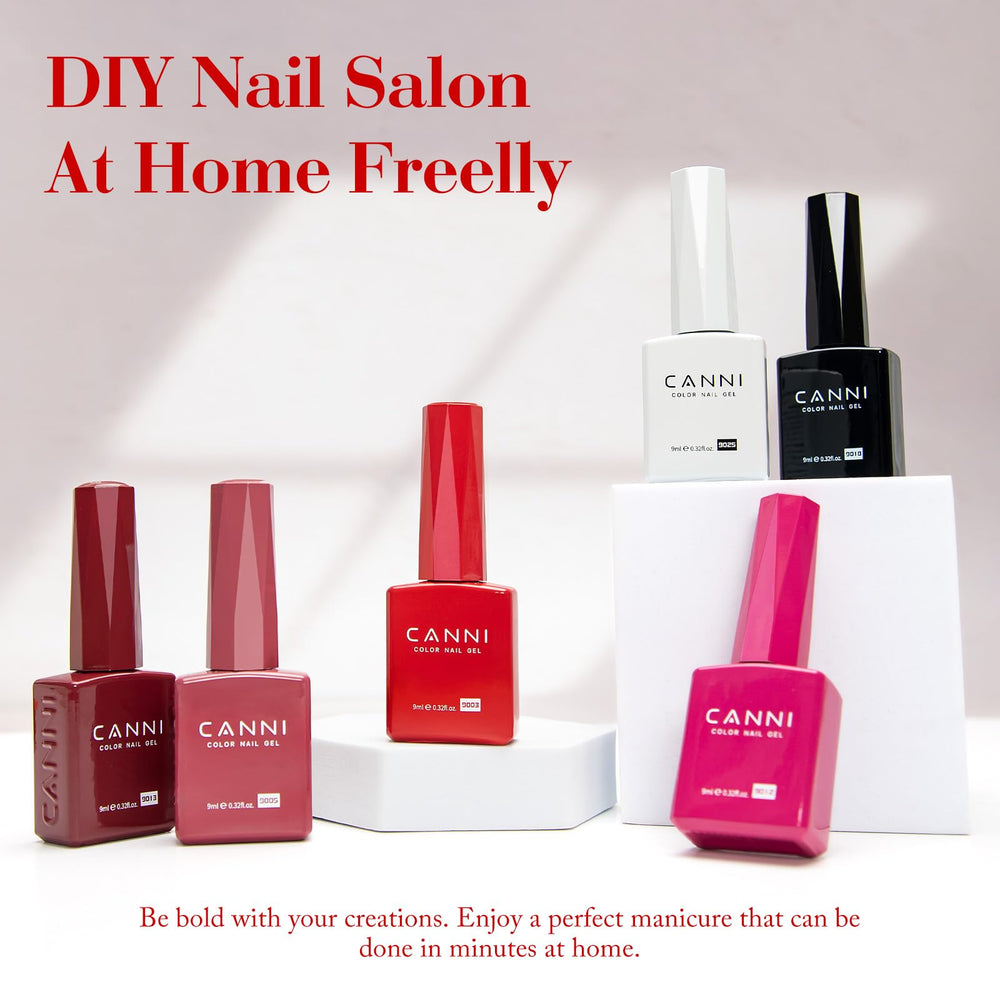 CANNI gel nail polish white bottle for crisp, even color application.