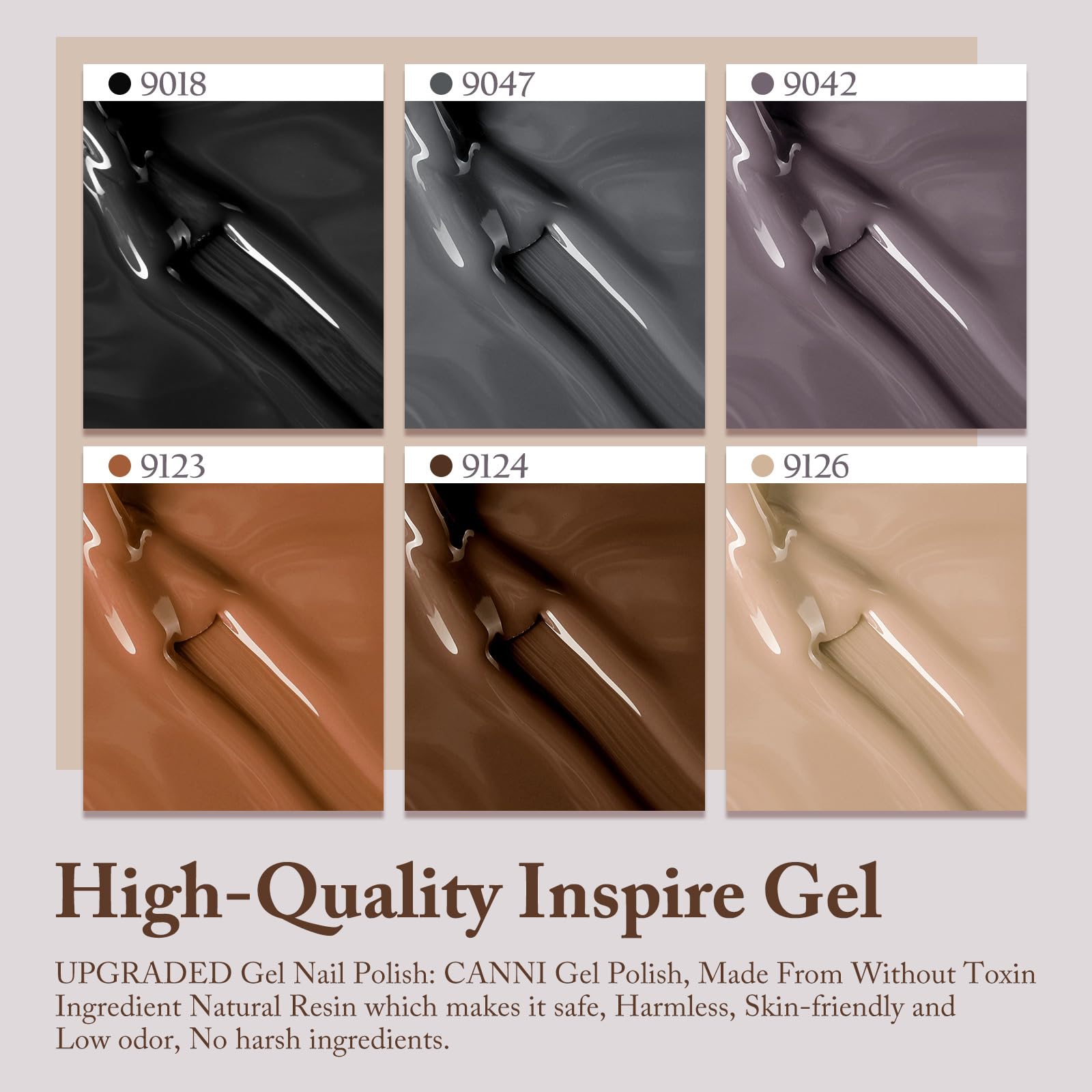 CANNI soak-off gel polish swatch with brush demonstrates smooth, even application.