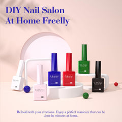 CANNI gel polish pink bottle shows color cue for easy at-home color matching