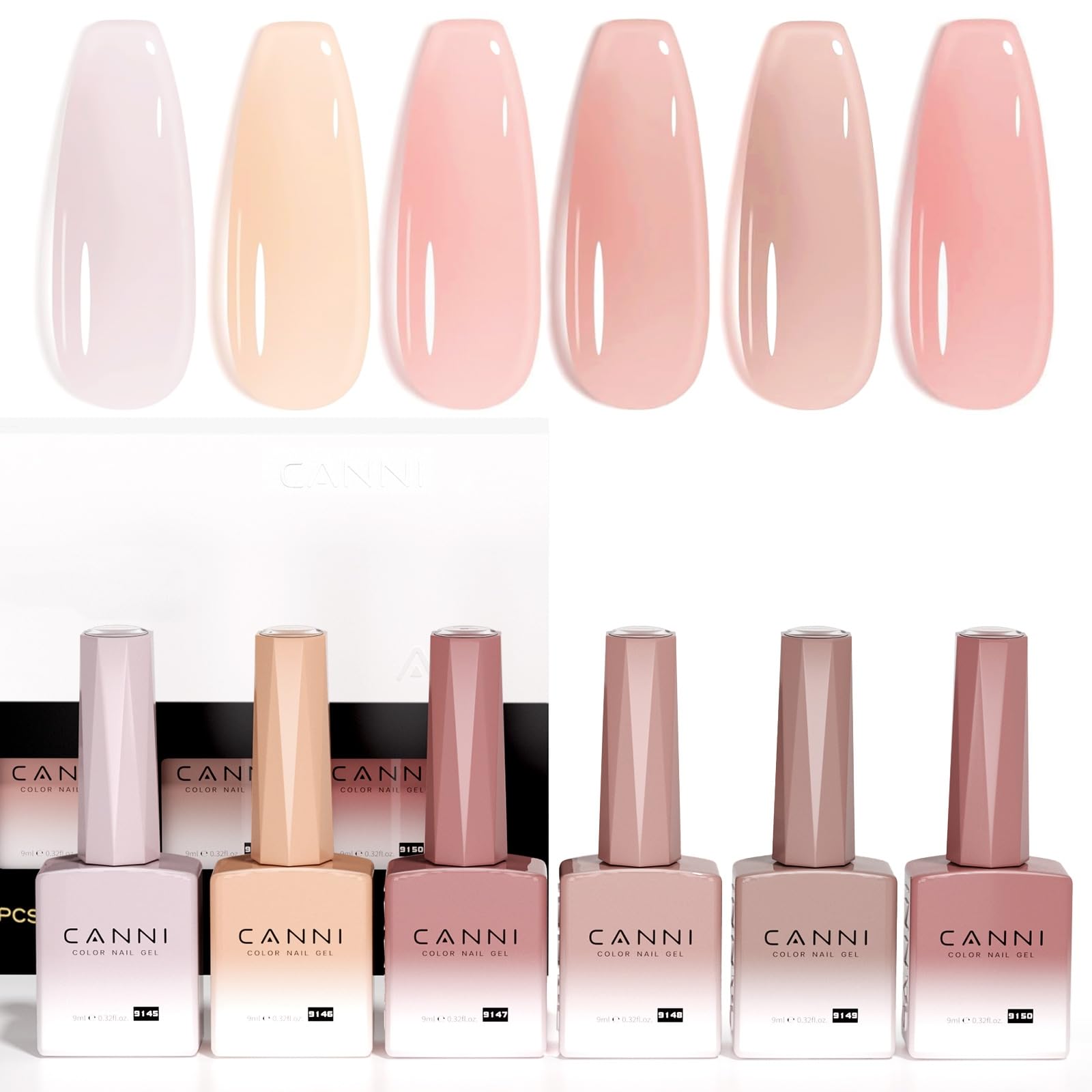 CANNI jelly gel nail polish collection bottles show color option for precise at-home manicures.