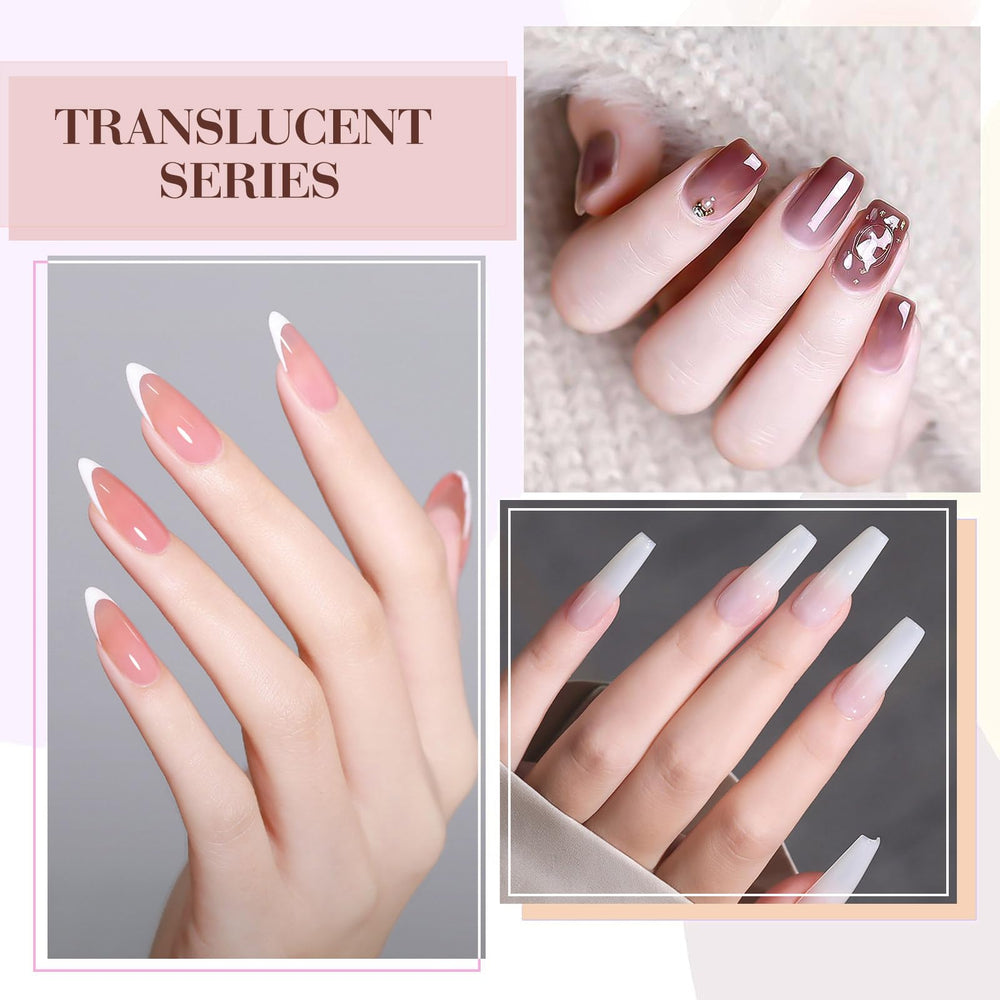 CANNI jelly nail polish set photographed with LED lamp for quick curing