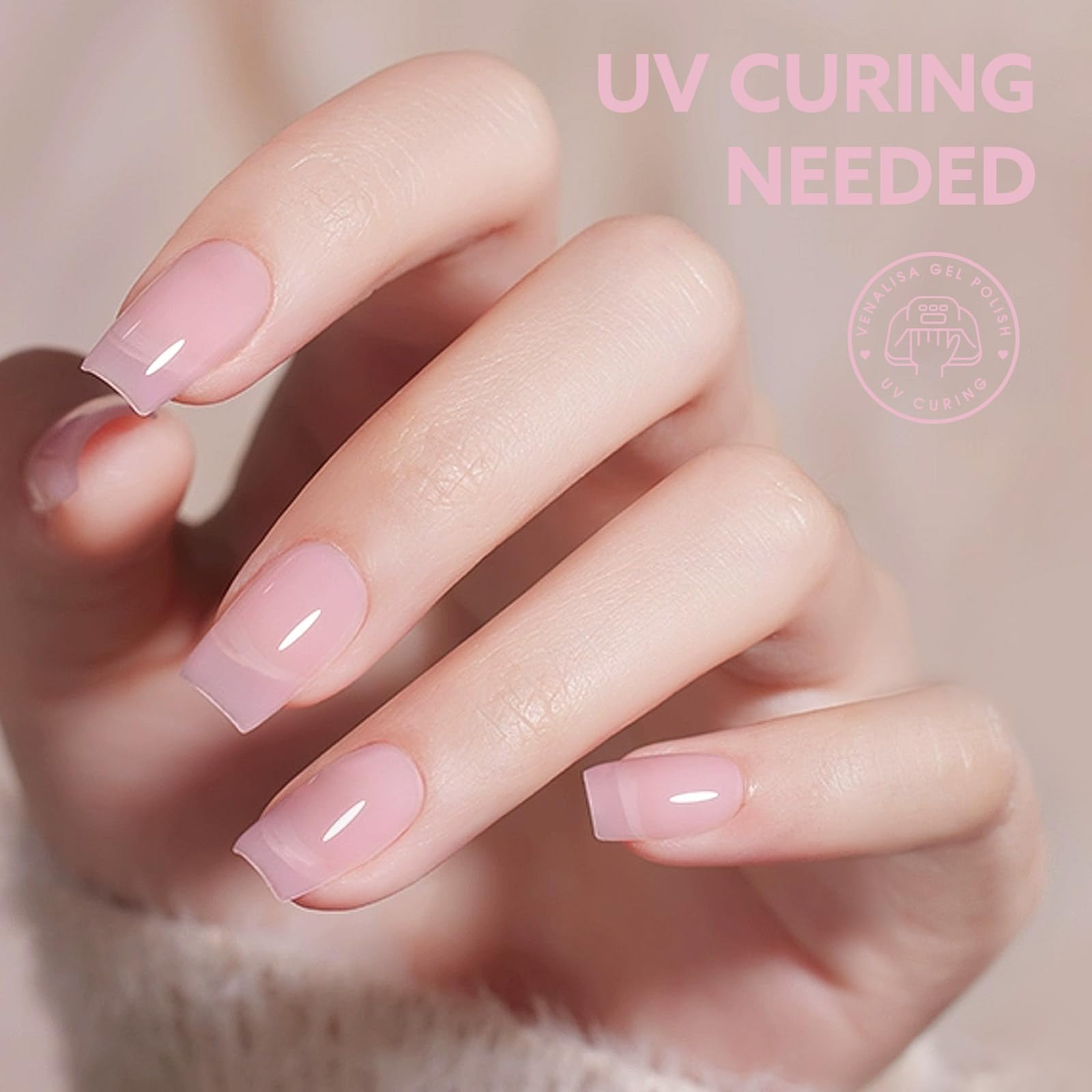 CANNI Jelly Nude Pink nails close-up shows smooth application