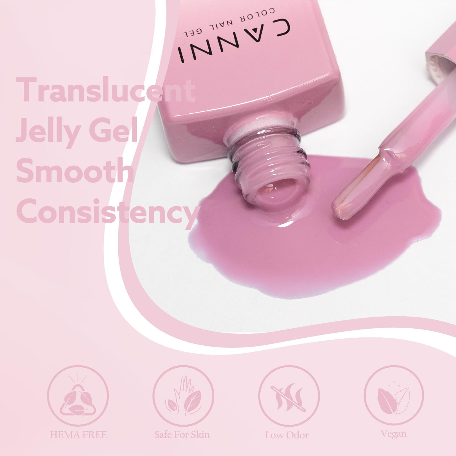 CANNI Jelly Nude Pink nails natural look close-up