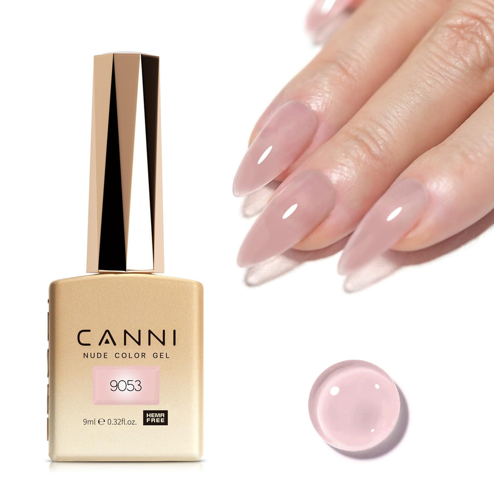 CANNI Jelly Nude Pink polish bottle view shows translucent color for quick shade check