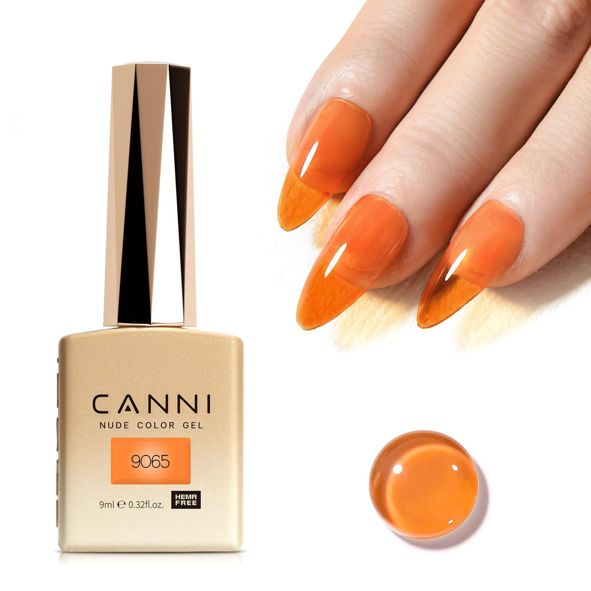 CANNI Jelly Orange bottle view shows translucent orange-brown shade ideal for fall nails.
