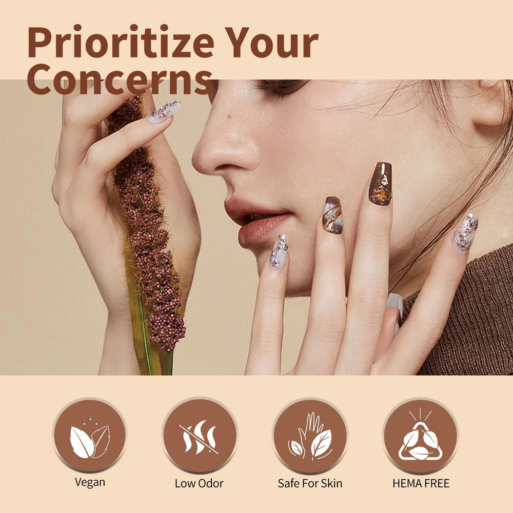 Close-up of nude-brown shade being applied for smooth finish