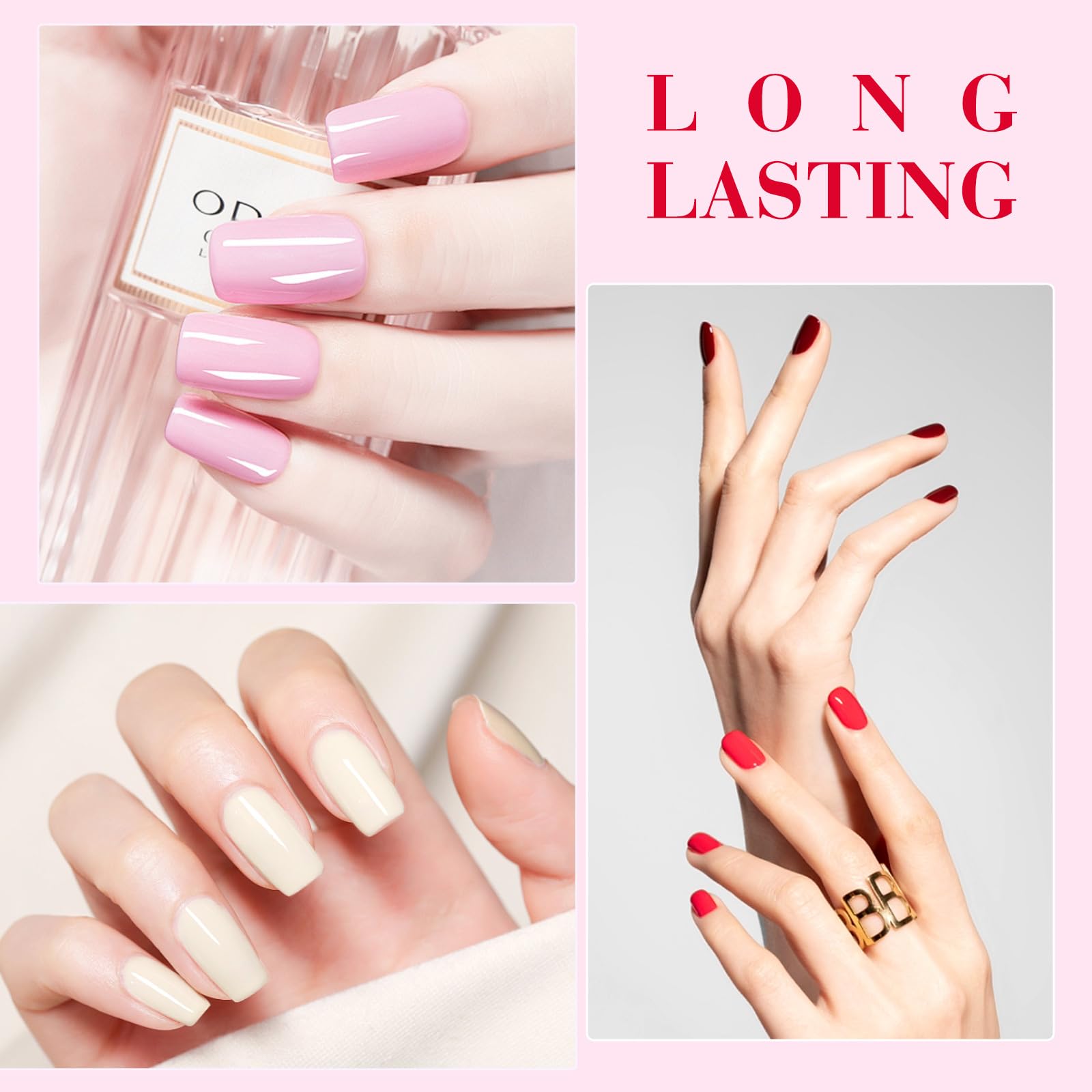 CANNI Pink Gel Nail Polish Set bold magenta swatches for statement nails and summer vibes.