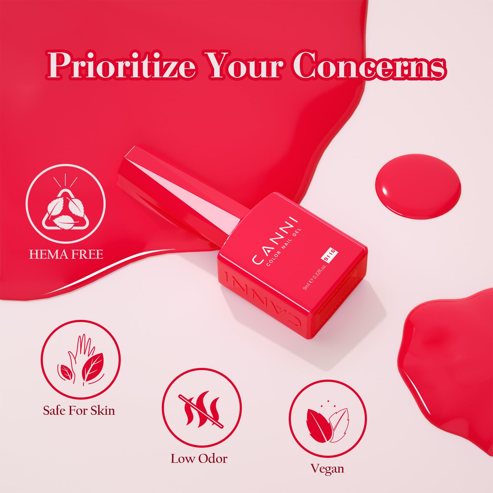 CANNI Pink Gel Nail Polish Set high-gloss finish closeup for salon-like shine.