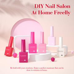 CANNI Pink Gel Nail Polish Set soft blush swatches for delicate French tips at home.