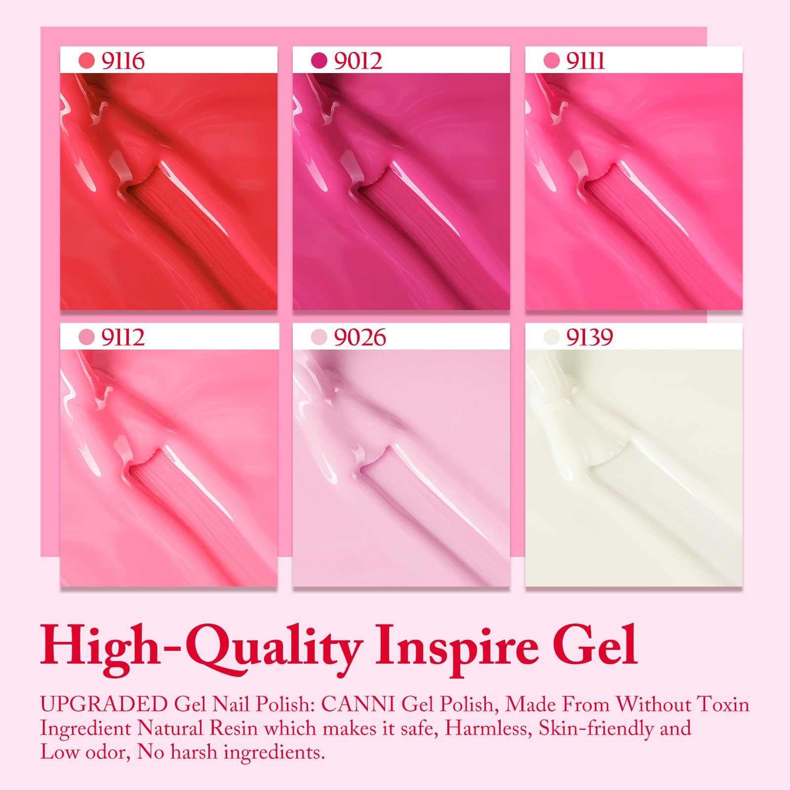 CANNI Pink Gel Nail Polish Set UV LED curing shot for quick, durable nails.