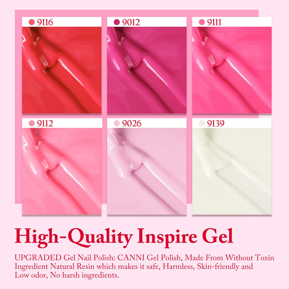 CANNI Pink Gel Nail Polish Set UV LED curing shot for quick, durable nails.