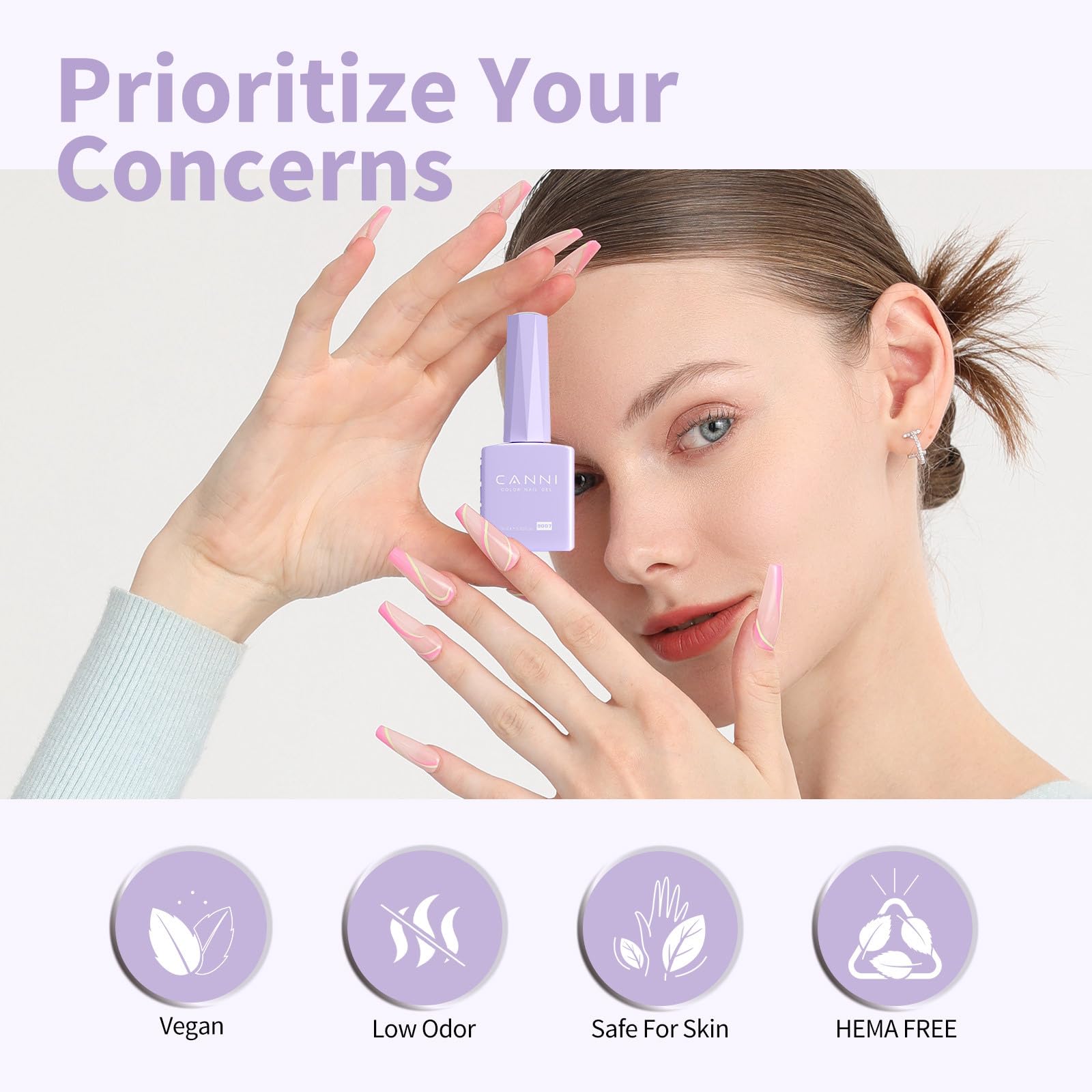 CANNI Purple Gel Nail Polish requires base coat for strongest adhesion.
