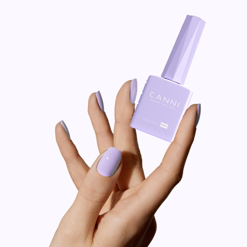 CANNI Purple Gel Nail Polish curing under UV/LED lamp in 90–120 seconds.