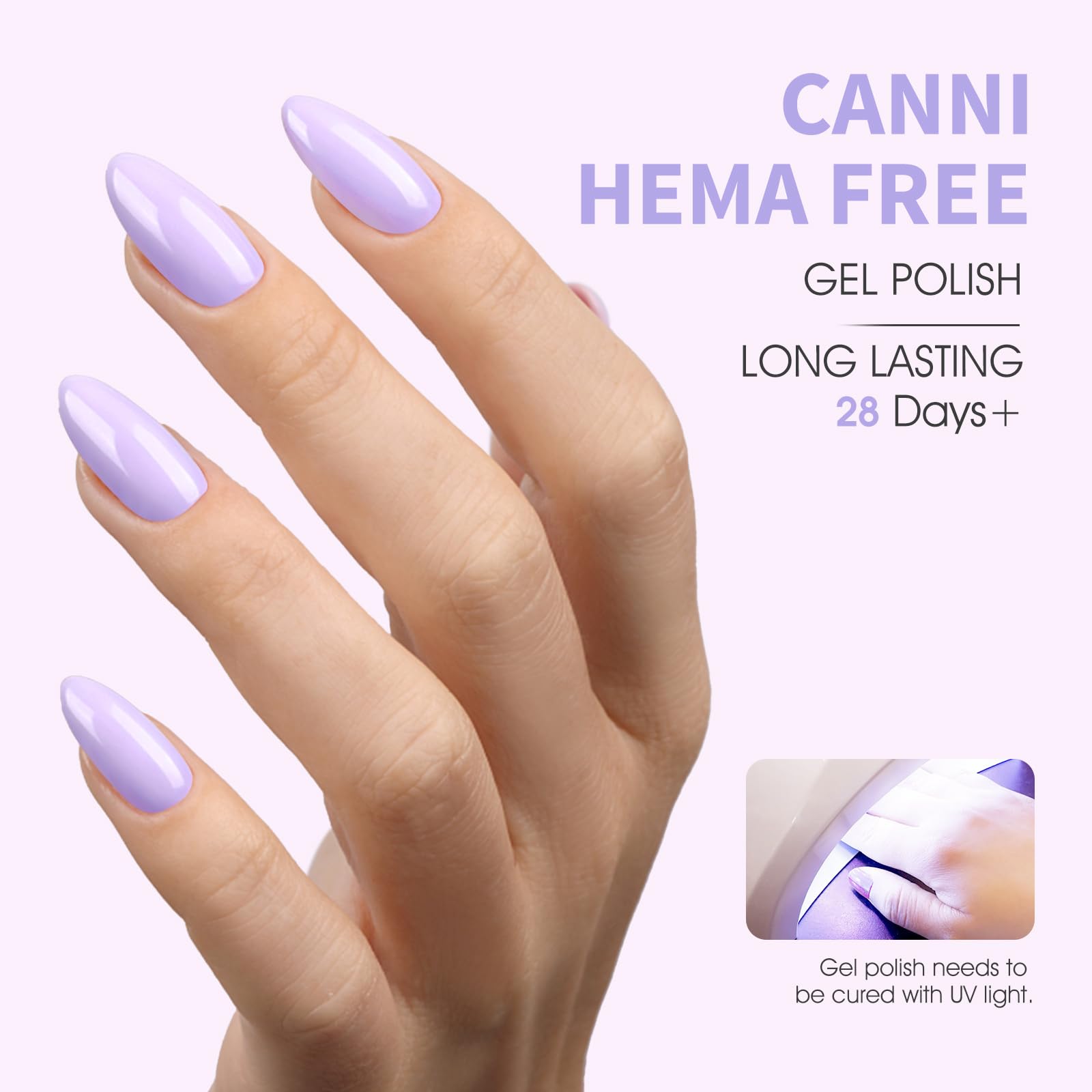 CANNI Purple Gel Nail Polish on nails delivering a glossy, long-lasting finish.