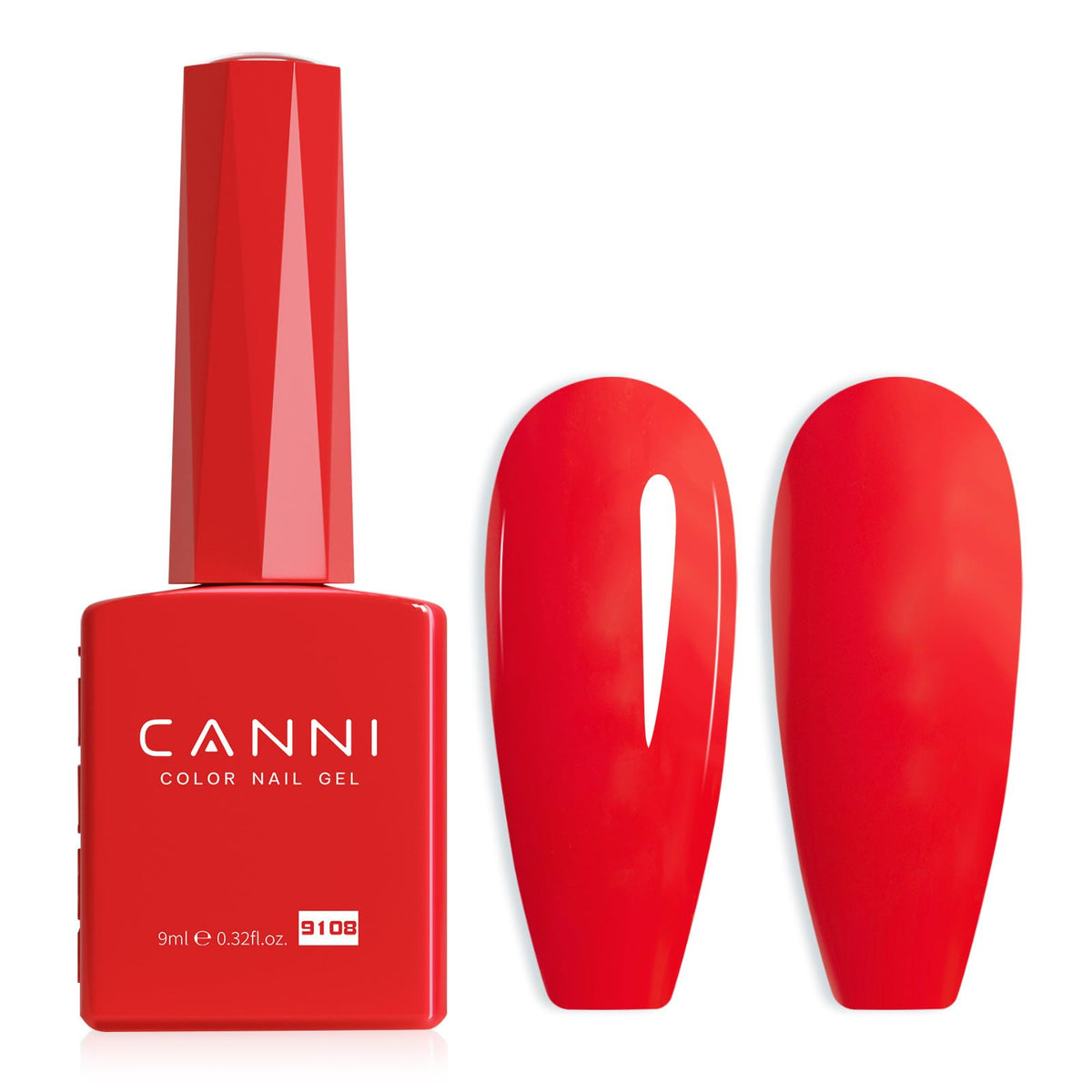 CANNI Red Gel Nail Polish bottle shows rich red color for precise color selection.