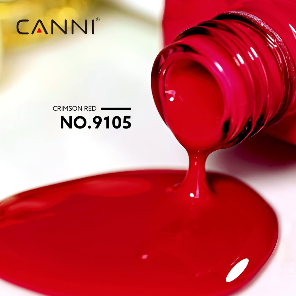 CANNI Red Gel Polish cap closeup highlights smooth, high-pigment formula.