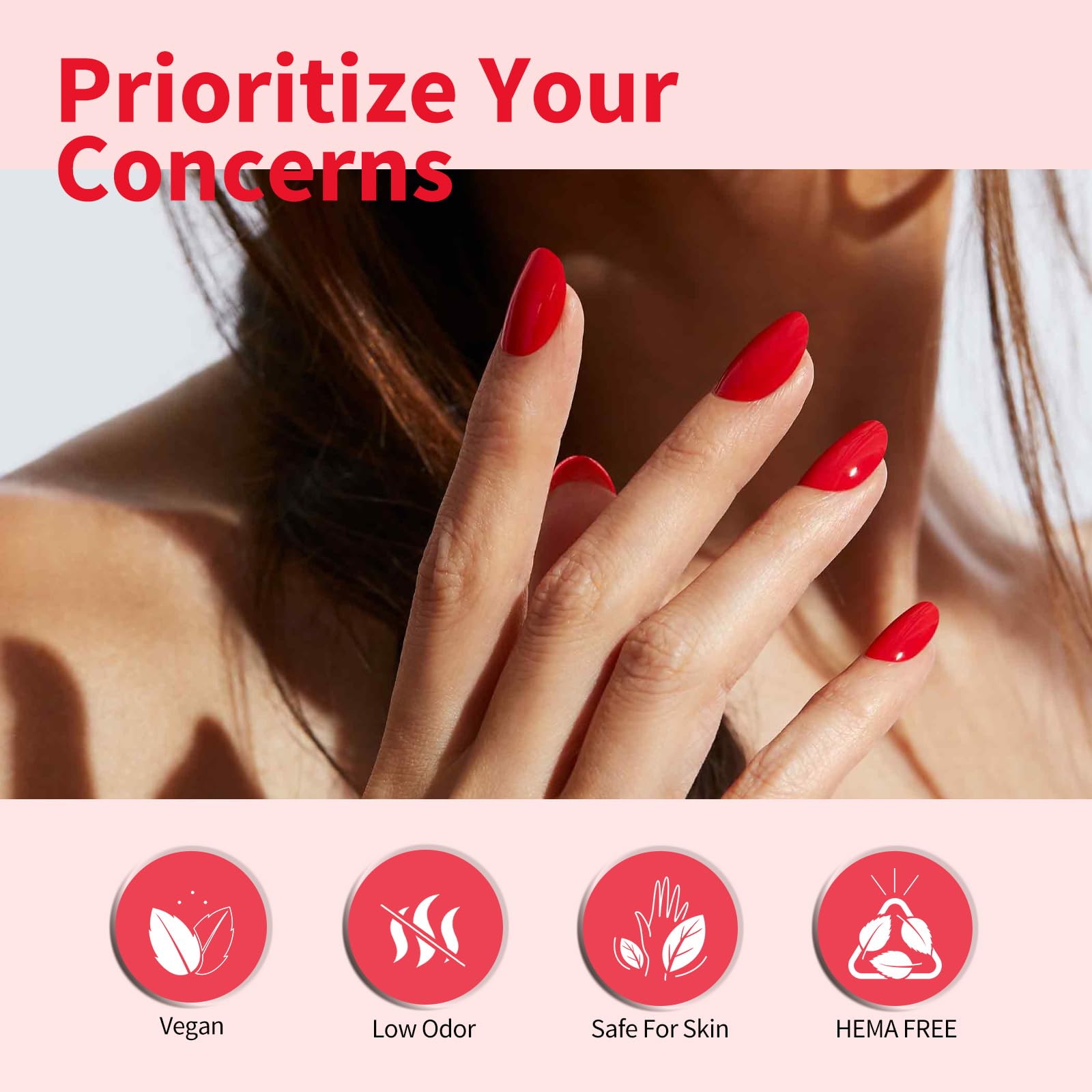 CANNI Red Gel Nail Polish glossy finish highlights a high-gloss manicure.