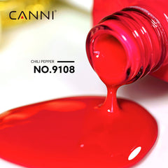 CANNI Red Gel Nail Polish nails closeup displays glossy, long-lasting shine.