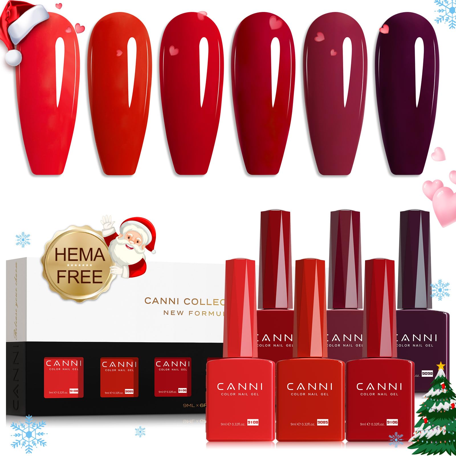 CANNI red gel polish set packaging boosts gifting appeal.