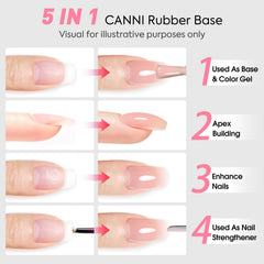 CANNI Rubber Base Gel apply-smooth delivers even, self-leveling coverage for pristine manicures.
