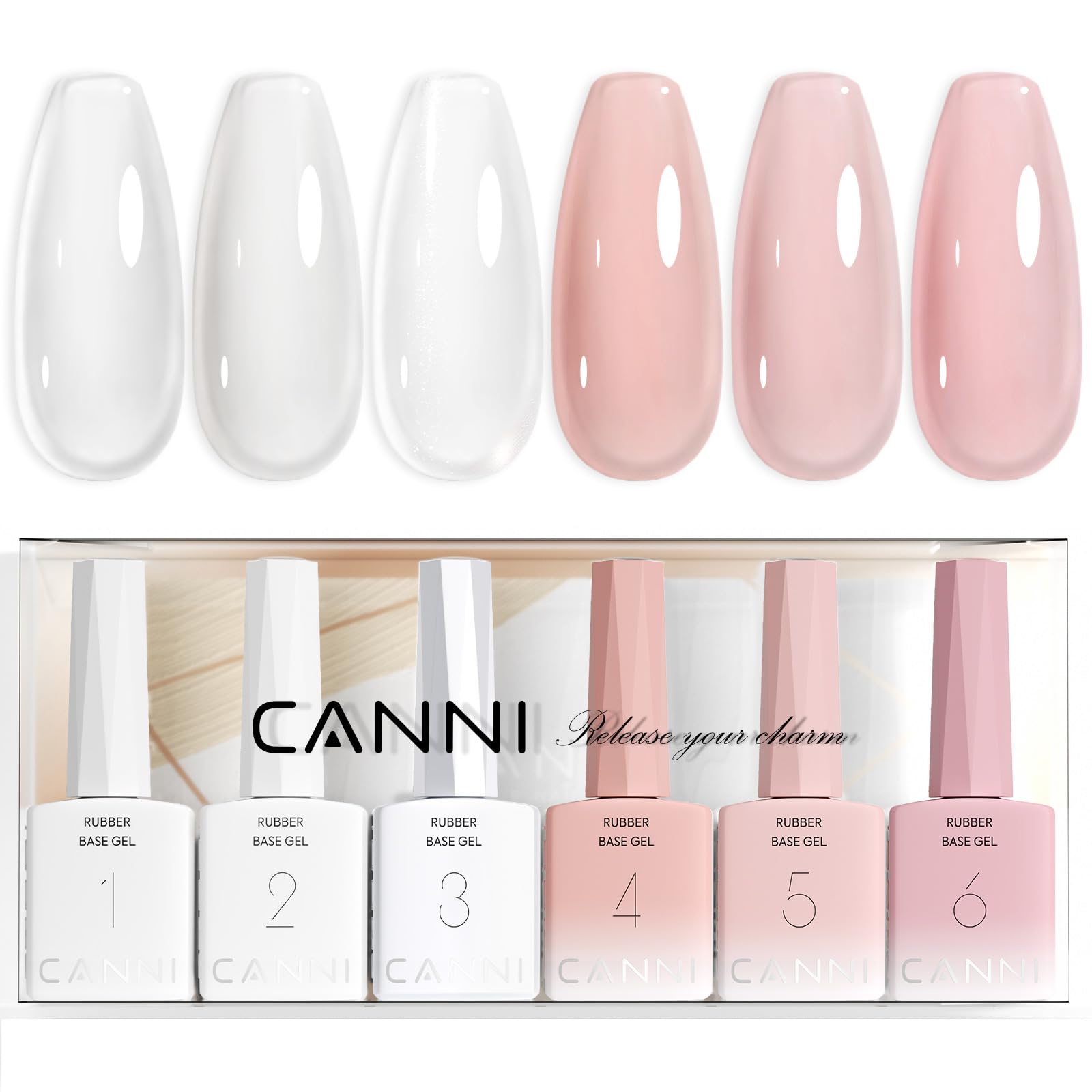 CANNI Rubber Base Gel Nail Polish Set packaging view for at-home manicure convenience