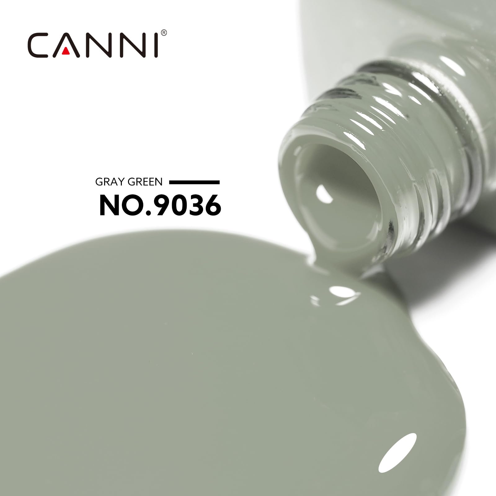 CANNI sage-green gel polish color swatches show smooth coverage ideas.
