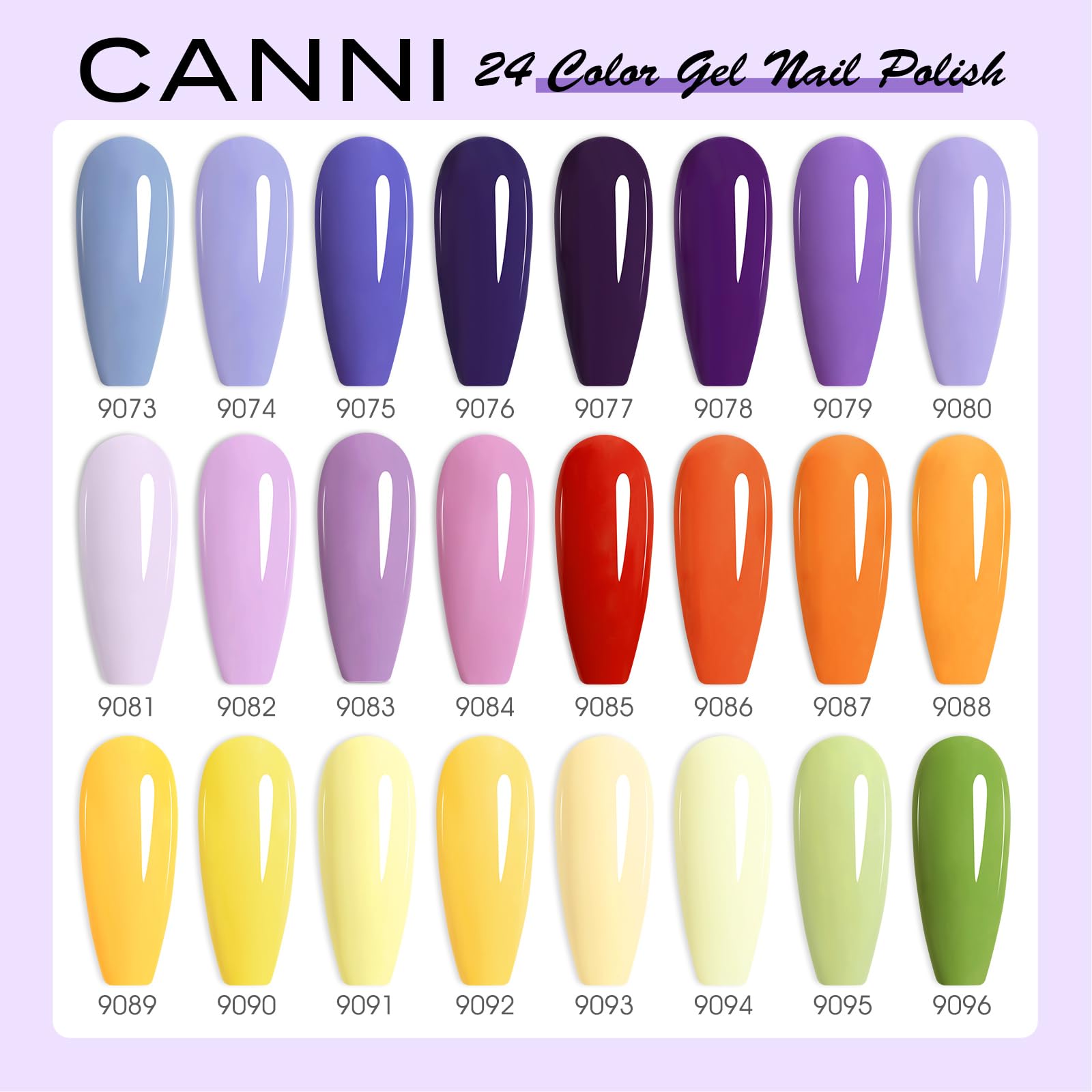CANNI swatch-on-nails displays full color range for easy manicure planning.