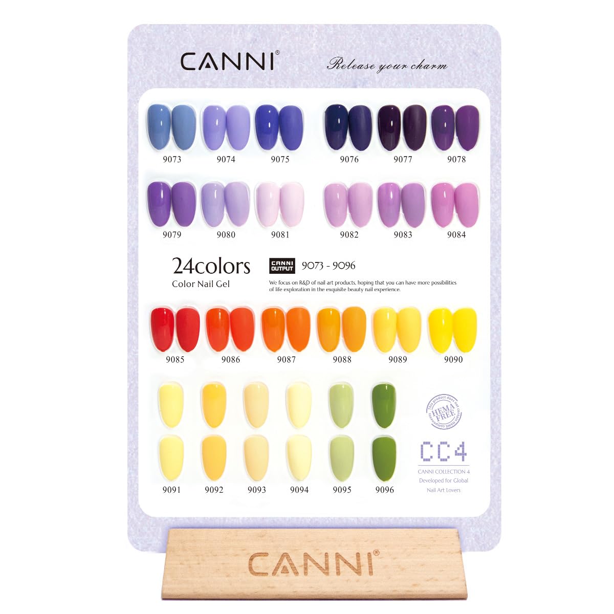 CANNI unique color bottles with 3D crystal label help identify hues quickly.