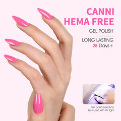 CANNI Pink Gel Nail Polish nails before and after high-gloss result