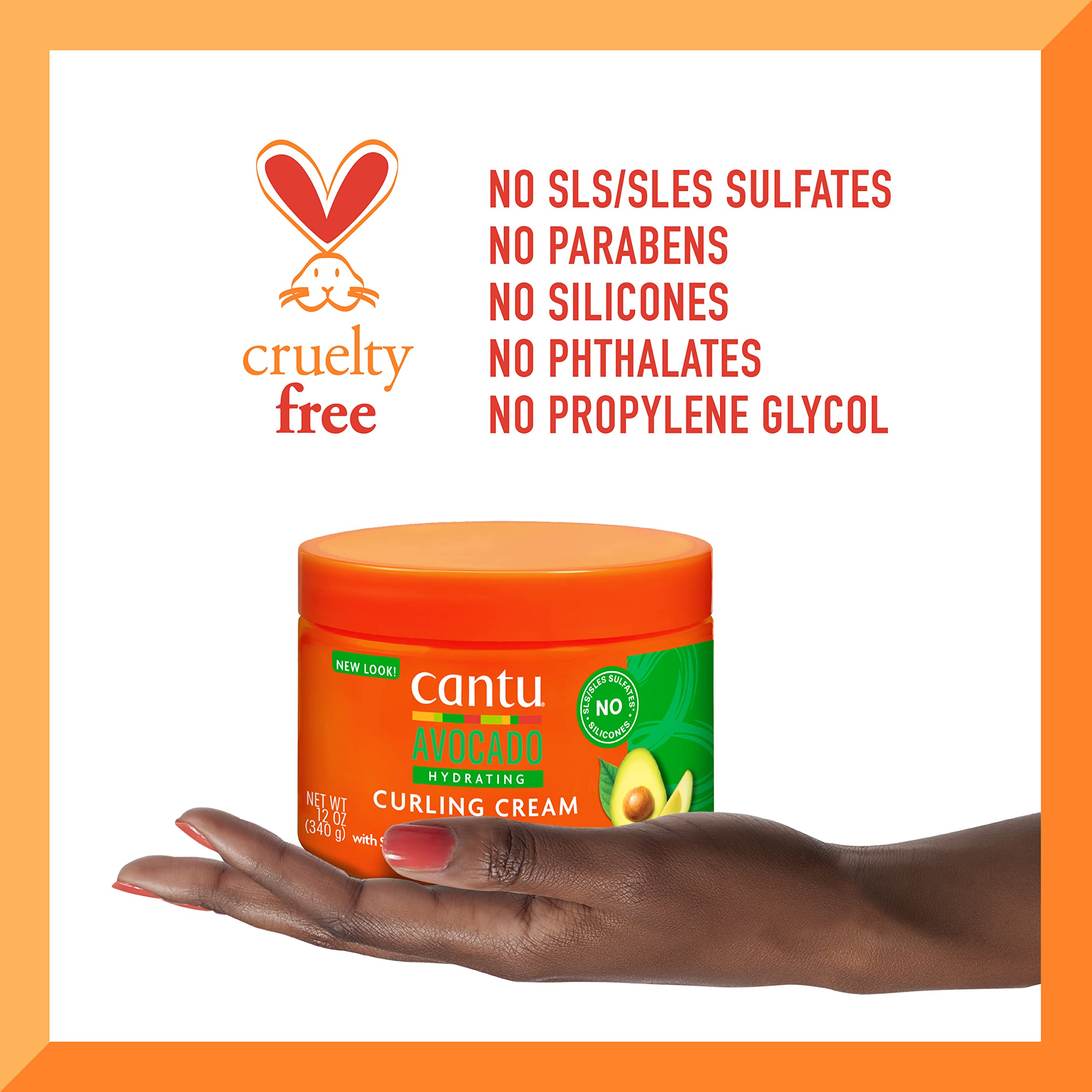 Cantu Avocado Hydrating Curling Cream packaging in bright bathroom setting