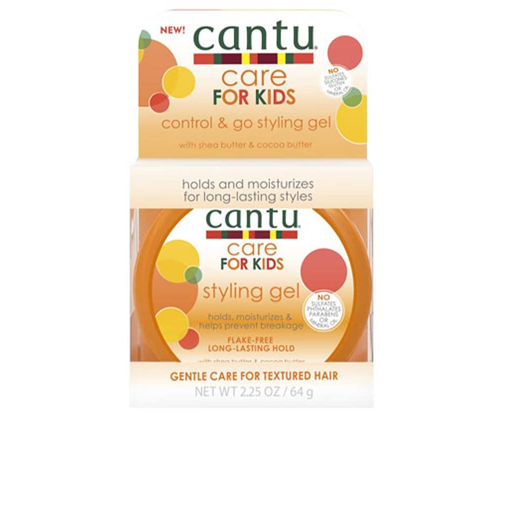 Cantu Kids Styling Gel 2.25 oz bottle for smooth edges and long-lasting hold.