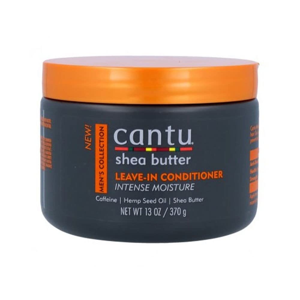 Cantu Men's Collection Leave-In Conditioner bottle pour for deep hydration and frizz control.