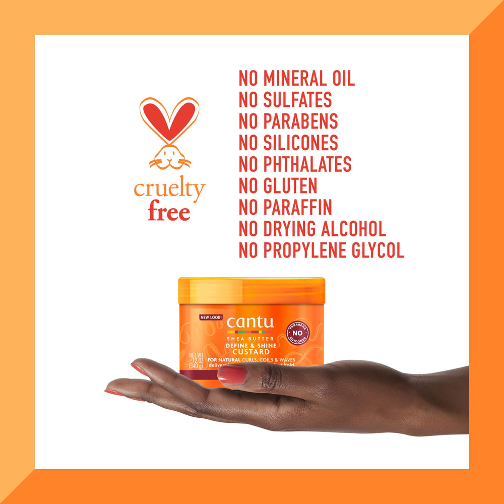 Cantu Shea Butter Define & Shine Custard supports Type 2 to Type 4 hair textures.
