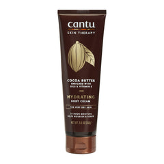 Cantu Therapy Cocoa Butter Body Cream jar close-up shows rich hydration