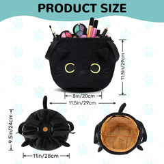 Cantustime cat design makeup bag open, easy access to essentials during busy mornings