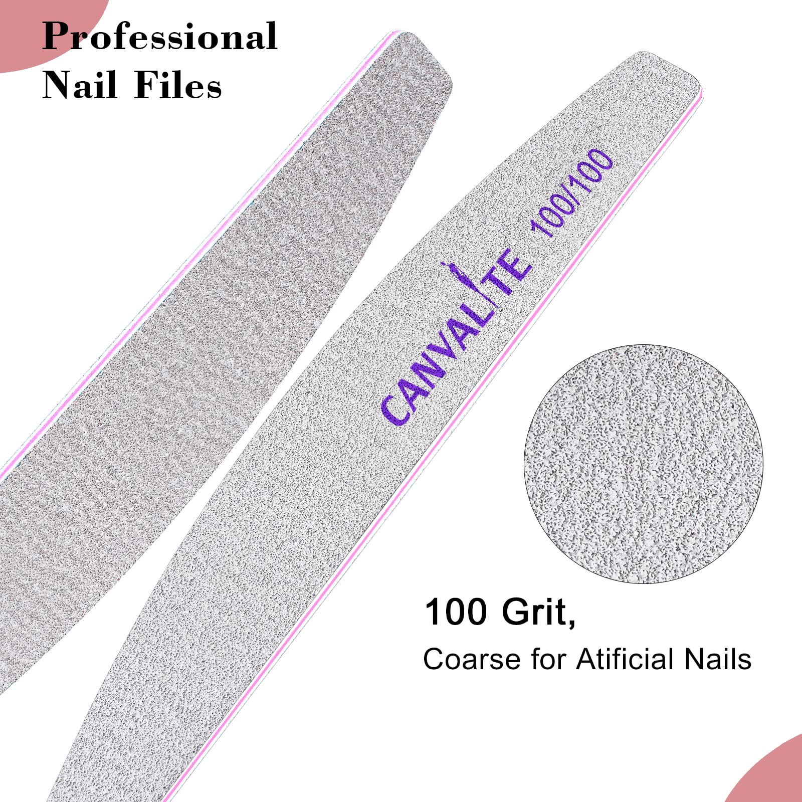 CANVALITE half-moon nail file offers precise shaping with ergonomic hold.