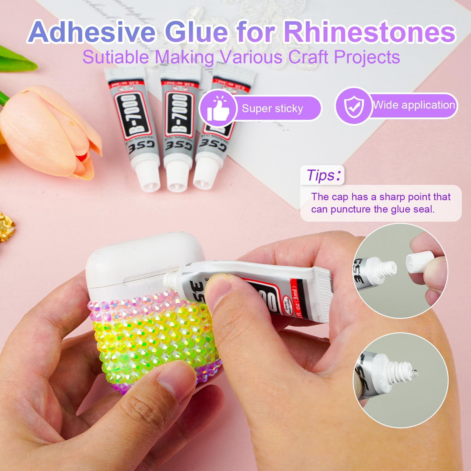 CANVALITE nail art on nails with sparkling rhinestones.