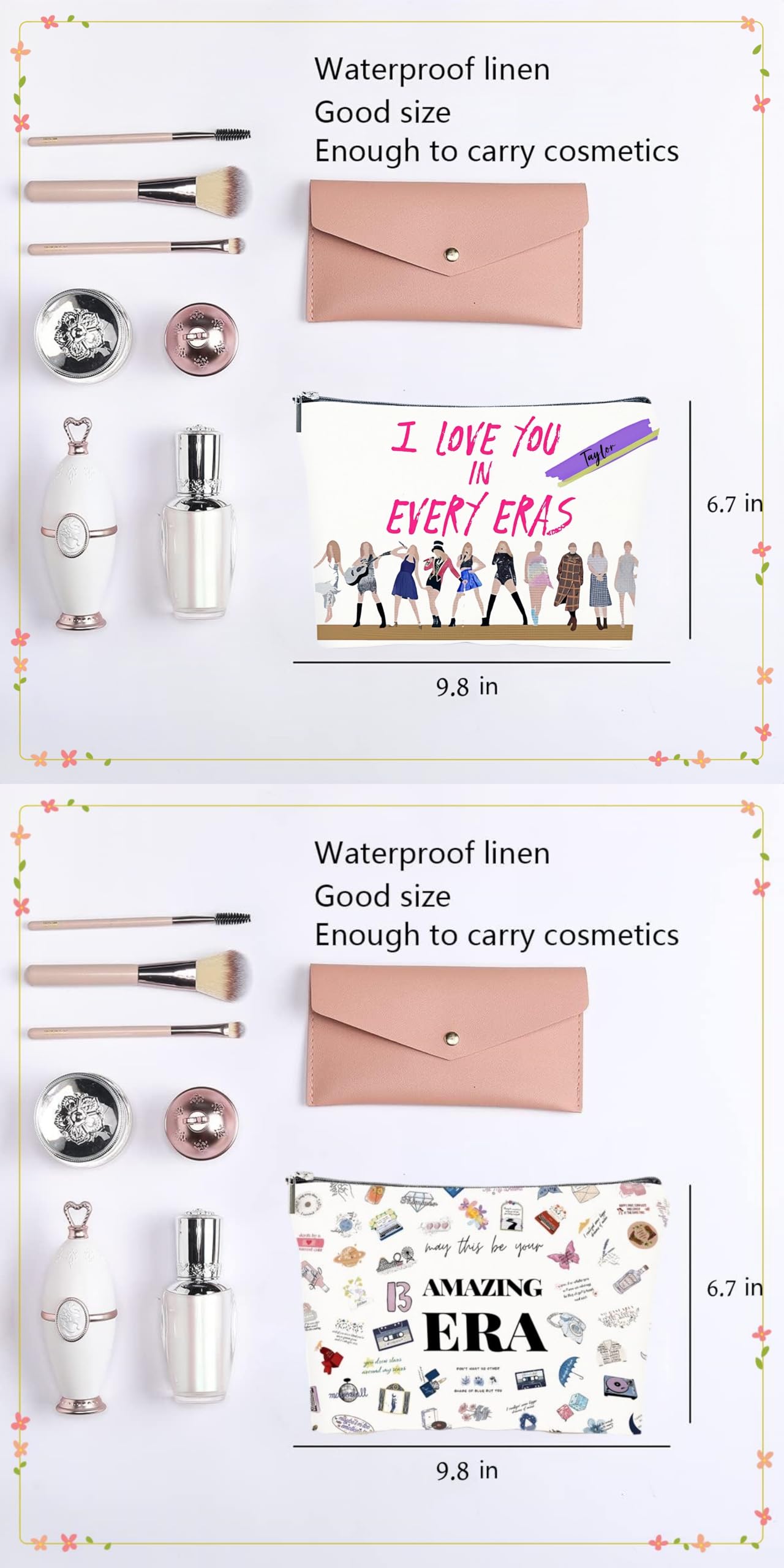 CAONIDADAYE dual-pack makeup pouches demonstrate compact travel-friendly design