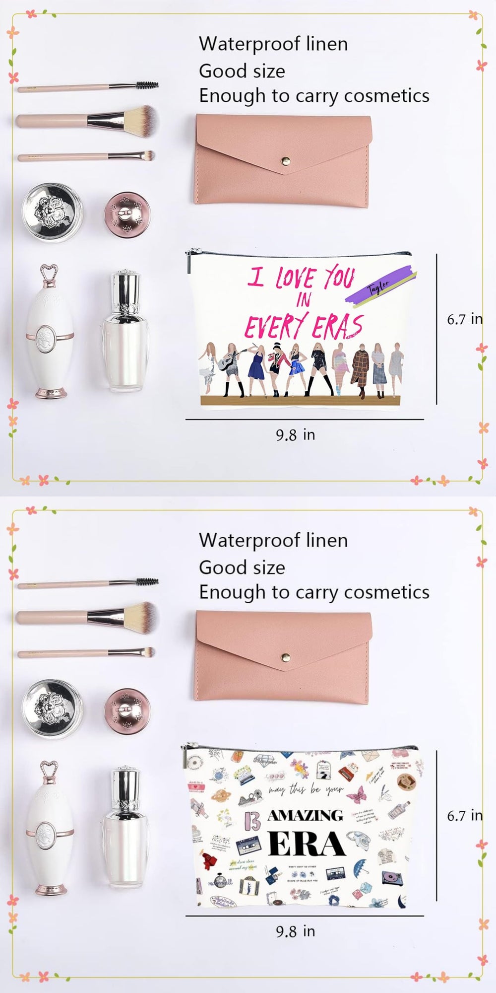CAONIDADAYE dual-pack makeup pouches demonstrate compact travel-friendly design